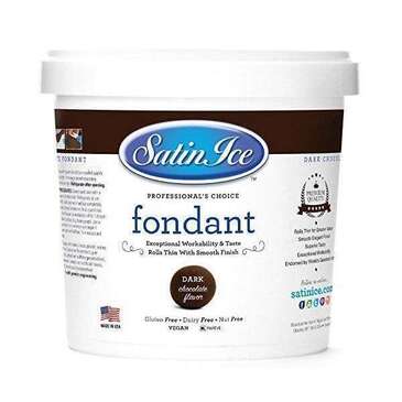 SATIN FINE FOODS Rolled Fondant, Dark Chocolate, 5 lb. Pail, Satin Ice 10008