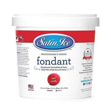SATIN FINE FOODS Rolled Fondant, 5 lb., Red, Vanilla, Satin Ice 10019