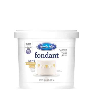 SATIN FINE FOODS Rolled Fondant, White, Buttercream, 2 lb. Pail, Satin Ice 10224