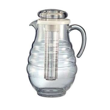 SERVICE IDEAS, INC. Water Pitcher, 3.3 Liter (111-1/2 Oz), Clear, Acrylic, Ribbed Surface, Service Ideas AWP33RB
