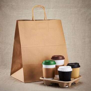 LOLLICUP Shopping Bag, 15", Brown, Paper, With Handle, (200/Case) Karat FP-SB130