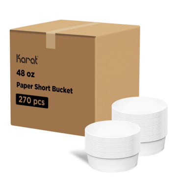 Karat Short Bucket, 48 oz, White, Paper, (270/Case), Karat FP-PSB48