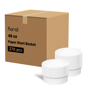LOLLICUP Short Bucket, 48 oz, White, Paper, (270/Case), Karat FP-PSB48