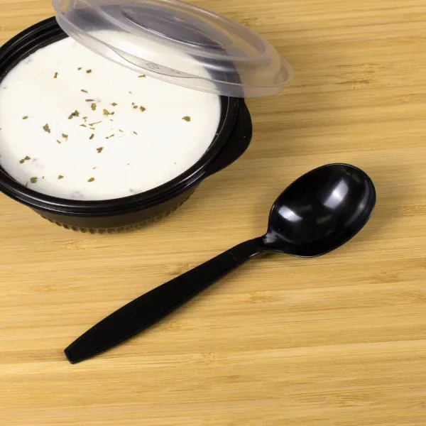 Soup Spoons, Extra Heavy Weight, Black, PS Plastic, (1,000/Case), Karat U2022B