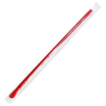 Super Jumbo Spoon Straw, 9.5", Red, Plastic, Paper Wrapped, (100/Pack) Karat C9086