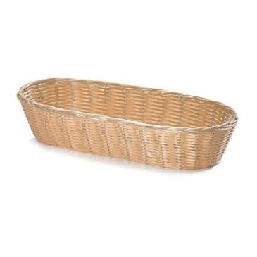 Tablecraft Products Basket, 15" x 6" x 3", Natural Tan, Polypropylene, Oblong, Natural, TableCraft 1118W