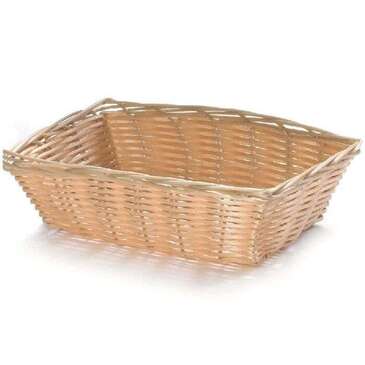 Tablecraft Products Basket, 9" x 6" x 2-1/2", Natural Tan, Polypropylene Cord, Rectangular, TableCraft 1172W