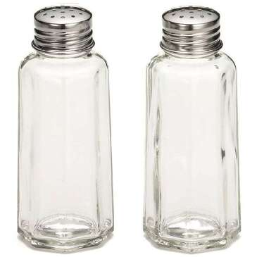 Tablecraft Products Salt & Pepper Shakers, 2 OZ, Stainless Steel Top, TableCraft 157S&P