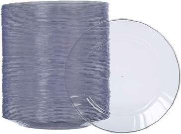 TABLEMATE Party Plates, 7", Clear, Bulk, (125/Pack), Turtleback Mount MP07-CL