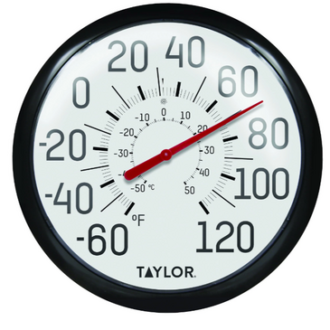TAYLOR PRECISION PRODUCTS Outdoor Thermometer, 13.25", Black, Break-Resistant Plastic, Wall Mount, Taylor 6700