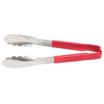 Tongs, 9-1/2", Red, Stainless Steel, (12/Case), Vollrath 4780940