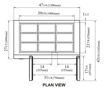 Turbo Air JBT-48-N Serving Counter, Cold Food