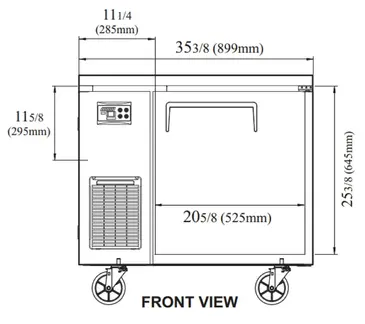 Turbo Air JUF-36S-N Freezer, Undercounter, Reach-In