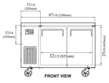 Turbo Air JUF-48-N Freezer, Undercounter, Reach-In