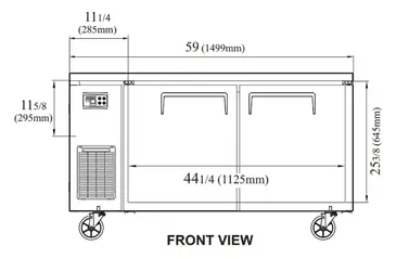 Turbo Air JUF-60S-N Freezer, Undercounter, Reach-In