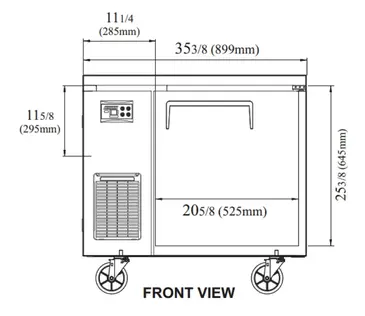 Turbo Air JUR-36-N6 Refrigerator, Undercounter, Reach-In