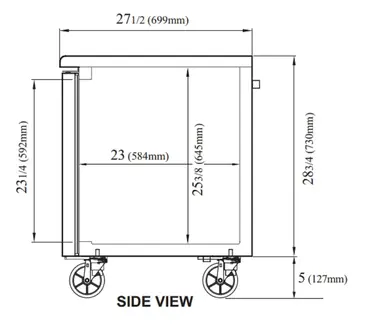 Turbo Air JUR-48-G-N Refrigerator, Undercounter, Reach-In