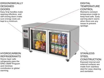 Turbo Air JUR-60-G-N Refrigerator, Undercounter, Reach-In