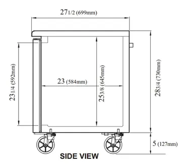 Turbo Air JUR-72-G-N Refrigerator, Undercounter, Reach-In