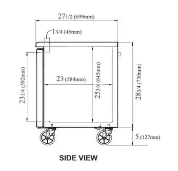 Turbo Air JUR-72-N6 Refrigerator, Undercounter, Reach-In