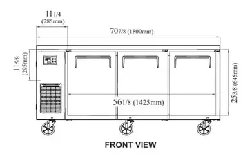 Turbo Air JUR-72S-N6 Refrigerator, Undercounter, Reach-In