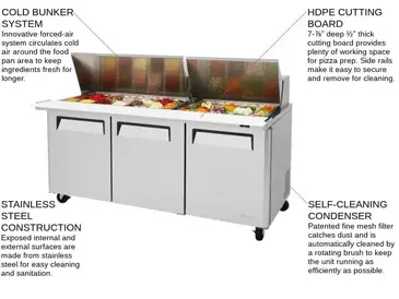 Turbo Air MST-72-30-N Refrigerated Counter, Mega Top Sandwich / Salad Un