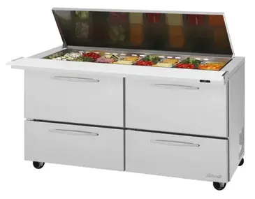 Turbo Air PST-60-24-D4-N-FL Refrigerated Counter, Mega Top Sandwich / Salad Unit