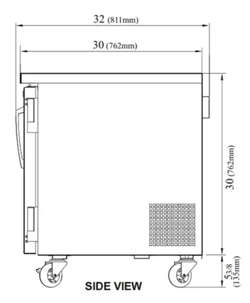 Turbo Air PUR-48-G-N Refrigerator, Undercounter, Reach-In