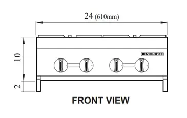 Turbo Air TAHP-24-4 Hotplate, Countertop, Gas