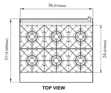 Turbo Air TAR-6 Range, 36" Restaurant, Gas