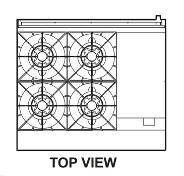 Turbo Air TARG-4B12G Range, 36" Restaurant, Gas