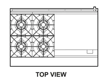 Turbo Air TARG-4B24G Range, 48" Restaurant, Gas