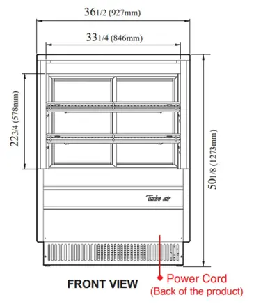 Turbo Air TCGB-36-W(B)-N Display Case, Refrigerated Bakery