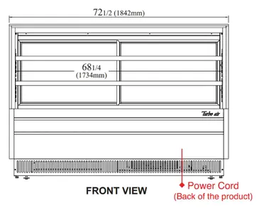 Turbo Air TCGB-72UF-W(B)-N Display Case, Refrigerated