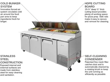 Turbo Air TPR-93SD-N Refrigerated Counter, Pizza Prep Table
