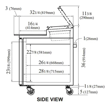 Turbo Air TPR-93SD-N Refrigerated Counter, Pizza Prep Table