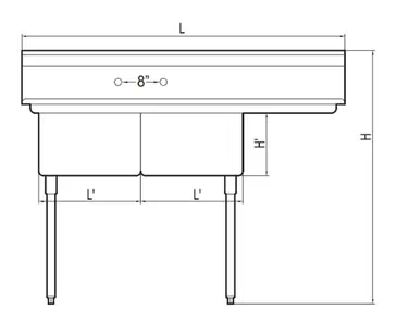 Turbo Air TSA-2-R1 Sink, (2) Two Compartment