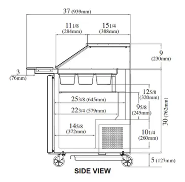 Turbo Air TST-60SD-24-N-SL Refrigerated Counter, Mega Top Sandwich / Salad Un