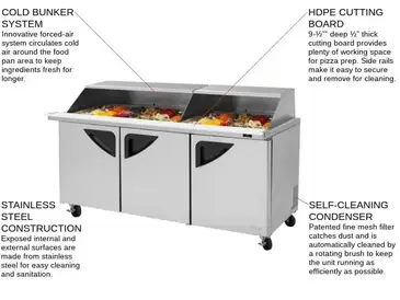 Turbo Air TST-72SD-30-N-SL Refrigerated Counter, Mega Top Sandwich / Salad Un