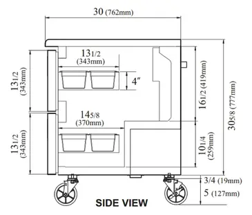 Turbo Air TUR-60SD-D4-N Refrigerator, Undercounter, Reach-In