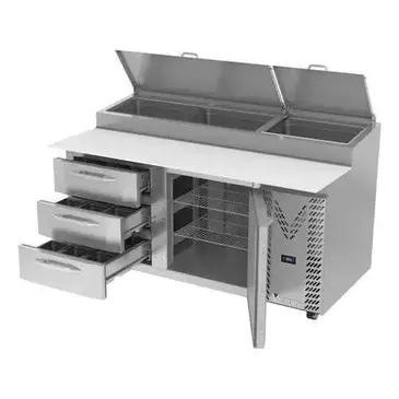 Victory Refrigeration VPPD67HC-3 Refrigerated Counter, Pizza Prep Table