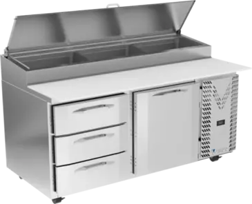 Victory Refrigeration VPPD67HC-3 Refrigerated Counter, Pizza Prep Table