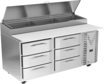 Victory Refrigeration VPPD67HC-6 Refrigerated Counter, Pizza Prep Table