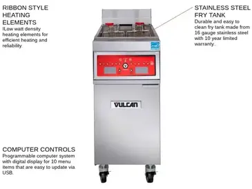 Vulcan 1ER50CF Fryer, Electric, Floor Model, Full Pot