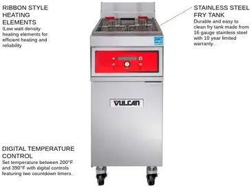 Vulcan 1ER50D Fryer, Electric, Floor Model, Full Pot