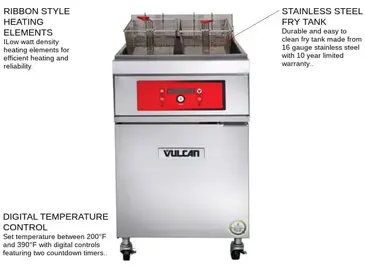 Vulcan 1ER85DF Fryer, Electric, Floor Model, Full Pot