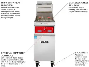 Vulcan 1TR45A Fryer, Gas, Floor Model, Full Pot