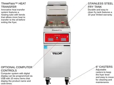 Vulcan 1TR65AF Fryer, Gas, Floor Model, Full Pot