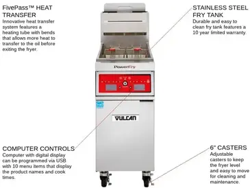 Vulcan 1VK45C Fryer, Gas, Floor Model, Full Pot