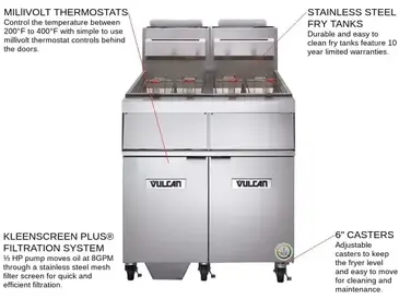 Vulcan 2GR45MF Fryer, Gas, Multiple Battery